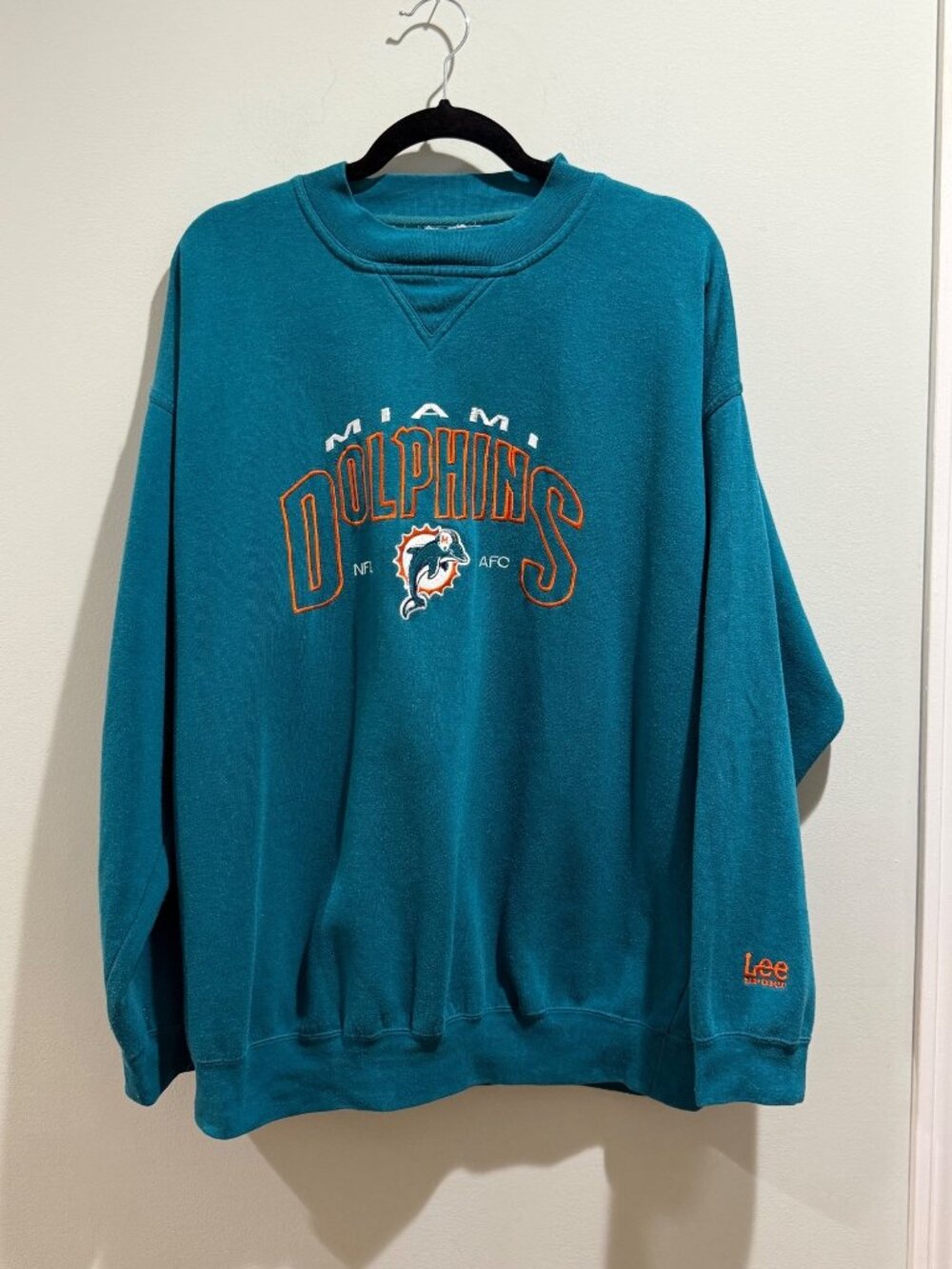 Miami Dolphins Embroidered Crewneck Sweatshirt Teal Size Large 90s NFL